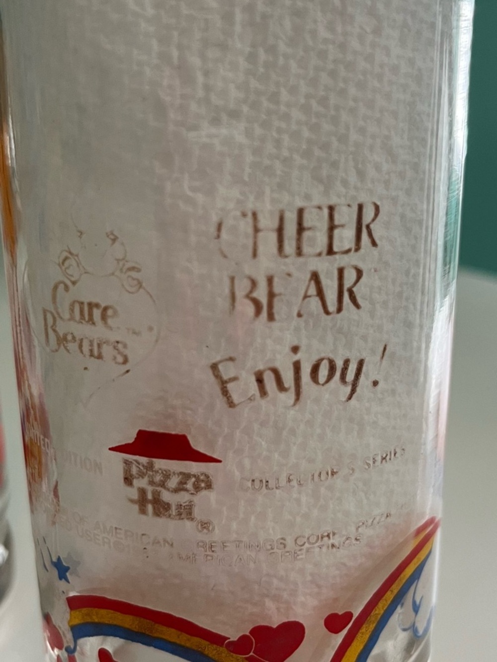 Care Bears 4 Piece Glass Set — Yellow, Blue, Orange, Pink Bears Pizza Hut - Picture 6 of 9